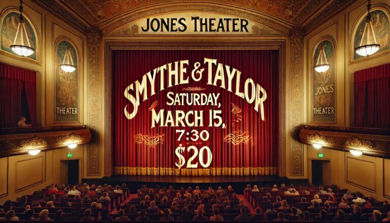 Smythe & Taylor at the Jones Theater March 15, 2025 at 7:30pm Tickets $20